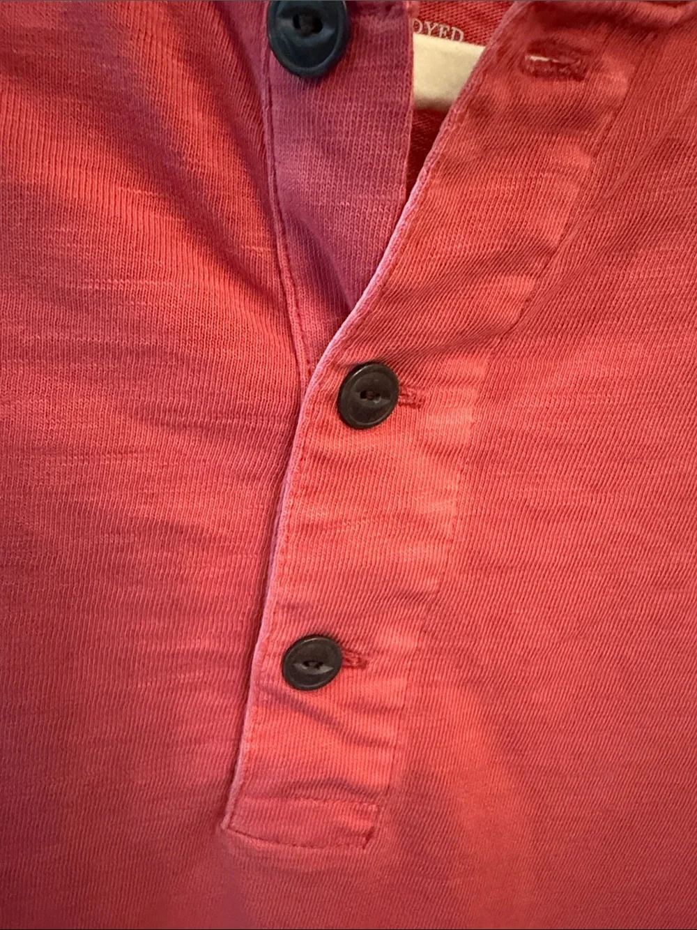 J. Crew Coral Red Short-Sleeve Henley Polo